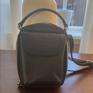 Elegant Black  leather Crossbody Bag by Minooy